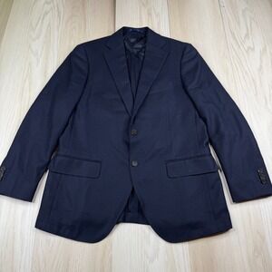 Proper Cloth Mens Navy Merino Wool Single Breasted Notch Lapel Collar Blazer